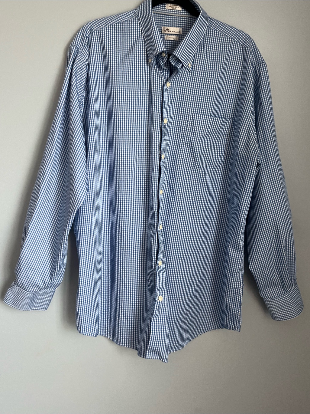 Peter Millar Light Blue Gingham Button-Down Shirt